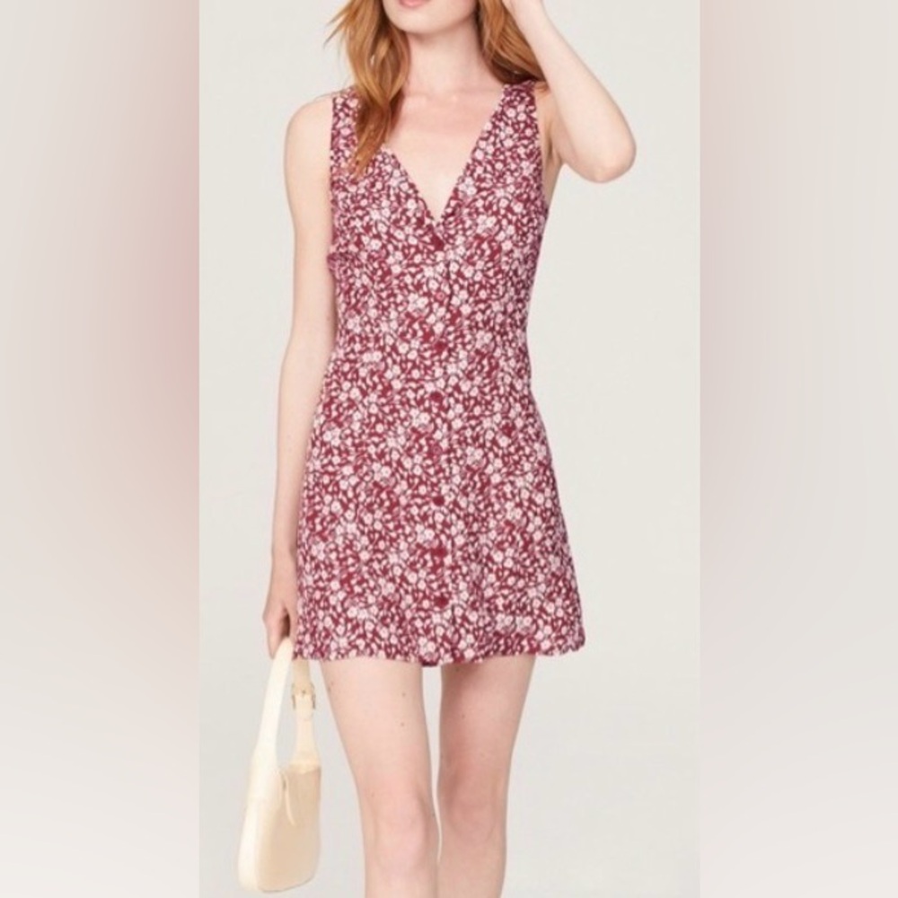 Reformation Red and White Floral Mini Dress
